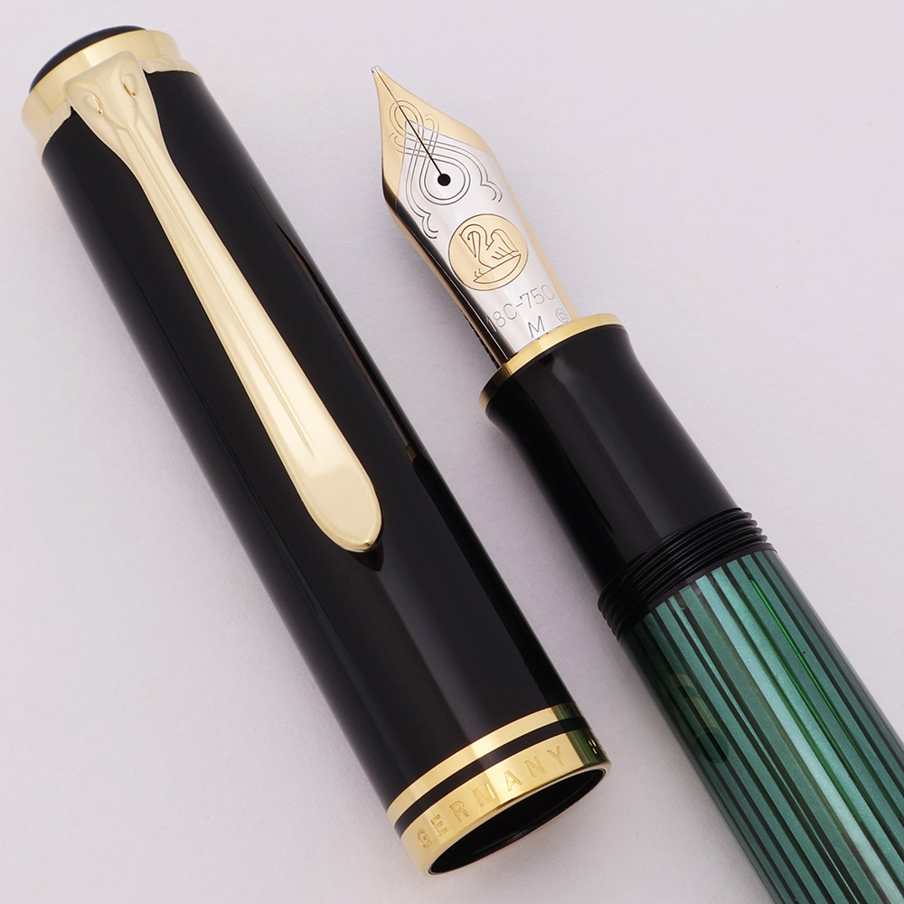 Pelikan M1000 Fountain Pen - Oversize, Black with Green Striped